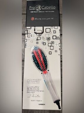 White Infrared Hair Straightening Brush with Red & Blue LEDs